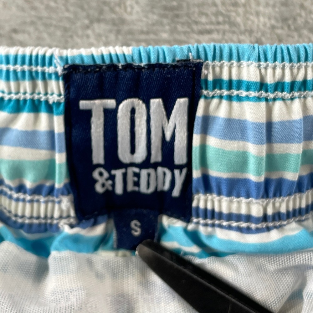 Tom & Teddy Swim Trunks Mens S Blue Stripped‎ Quick Dry Lined Beach Resort - Picture 2 of 10